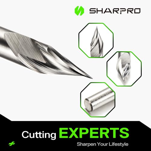 SHARPRO Chamfer Router Bits V Groove O Flute Spiral Router Bit 30 Degree 1/4 Inch Shank CNC Carbide V-bit for Engraving and Chamfering Lettering, Ideal for Wood, Metals(HB125-400) and PVC - Image 3
