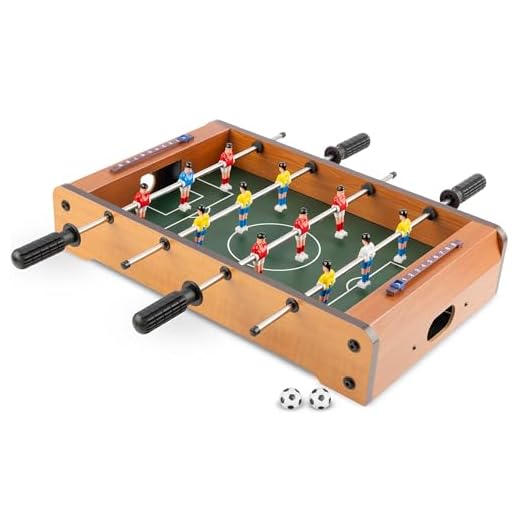 Tabletop Foosball Table- Portable Mini Table Football / Soccer Game Set with Two Balls and Score Keeper for Adults and Kids by Hey! Play!, Tan/Green