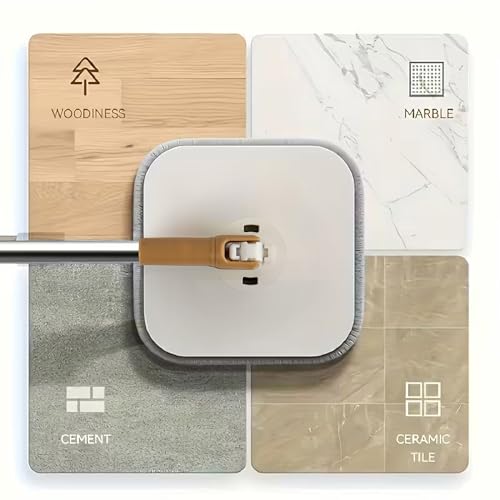 Image of Kleeno by Cello Magic Mop with Square Bucket | White & Beige | 360 Degree Movement | Highly Water Absorbent | Microfiber Pads for Wet & Dry Cleaning | Free Refill | Ideal for Home, Kitchen & Office