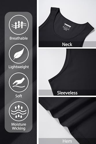 MAGNIVIT Men\'s Cycling Tanks Quick Dry Sleeveless Shirt Sport Activewear Tank Casual Breathable Tank for Men Black - Thumbnail 5