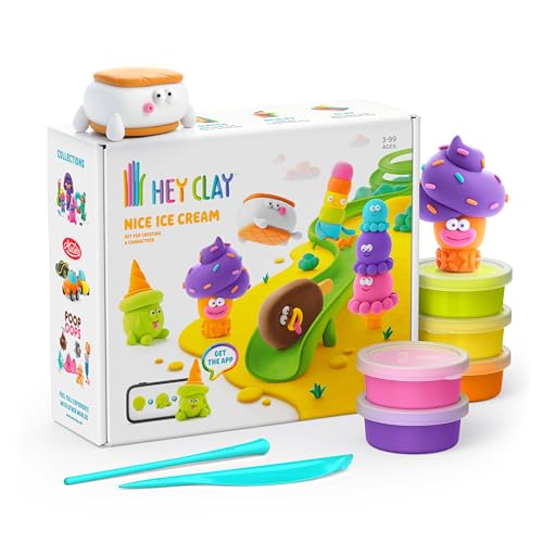 Hey Clay 15 Cans Set - Colorful Modeling Kids Air-Dry Clay 15 Cans with Sculpting Tools and Fun Interactive Instructions for Children Age 3+ (Nice Ice Cream)