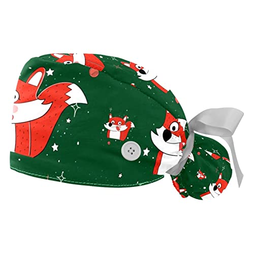 Casquettes de travail JDEZ de type bouffant avec motif renard mignon pour homme et femme