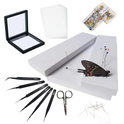 Butterfly Specimen Kit Includes pins, mounting Board, Spreading Tools, Display case, Labels, Forceps, Preserving and showcasing Butterfly specimens. (Butterfly Specimen Kit) (20cm*12cm) (20x12cm)