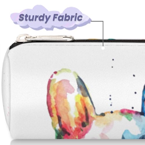 Image of Watercolor French Bulldog Canvas Pencil Case Bag, Dog Pattern Cylinder Zippe Pencil Case Storage Pouch Simple Stationery Bag for Middle High School Office College Student