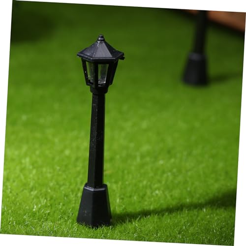 Abaodam 9 Peças Mini Trens Preto Decoração Miniaturas Acabamento Preto Poste De Luz Em Miniatura Pos