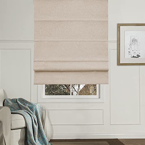 Artdix Cordless Roman Shades Blinds Window Shades, Beige Blackout Solid Fabric Custom Roman Shades For Windows, Doors, Farmhouse, Kitchen #TOP1