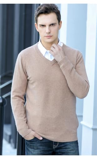 Winter Men's Cashmere Blended Pullover V-Neck Sweater Classic Business Casual Sweater3