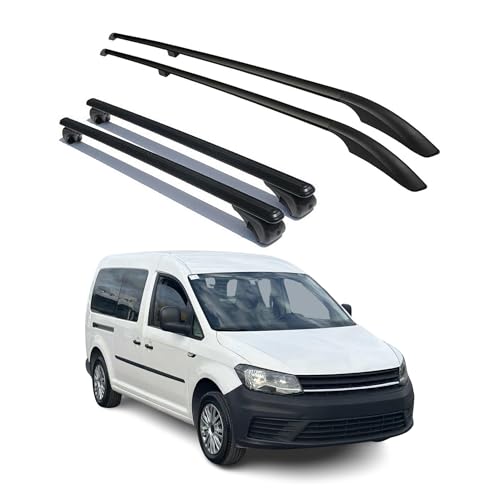 Kit de barras de techo para VW Caddy 4 2015-2020 L2 Distancia entre ejes larga Alu negro 4 piezas
