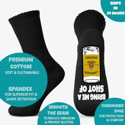 Shot of Jameson Funny Socks for Men and Women - Novelty Whiskey Gifts3