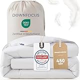 DOWNFOCUS Komfort Bettdecke 220x240 | 100% Weiche Federn & Daunen | Oeko-Tex, RDS Zertifiziert für Tierwohl | Ganzjahres Federbett Daunendecke 240x220cm Bezug aus 100% Baumwolle