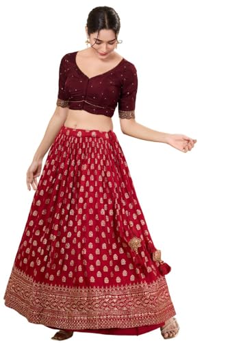 Image of Vamas Women's Silk Padded Self Design Half Sleeve Readymade Saree Blouse (X-1209.ELB)