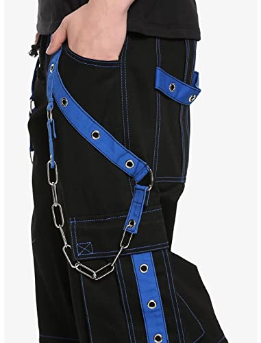 Prime Quality Handmade Men's Black & Blue Chain Zip-Off Pants/USA (5XL Black)3