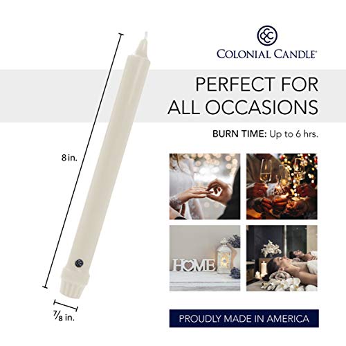 Image of Colonial Candle Unscented Taper Candle, Classic Collection, Black, 8 In, Pack of 12 - Up to 6 Hours Burn