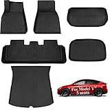 CYBERBEANS 6Pcs Floor Mats for Tesla Model Y (2020-2023) Accessories, TPE All Weather Anti-Slip Wate