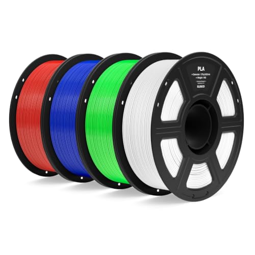Image of ELEGOO PLA 3D Printer Filament Bundle 4KG White /Neon Green /Dark Blue /Red | 1.75mm Dimensional Accuracy + /- 0.02mm, 4pcs 1kg Spools, Fit Most FDM 3D Printers