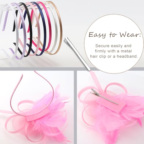 Image of DRESHOW Fascinators Hats for Women Tea Party Fascinator Hats Vintage 50s Headwear Cocktail Wedding Church Derby Hat