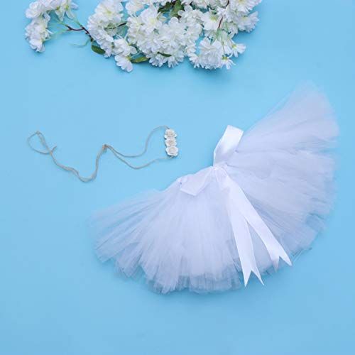 Amosfun – Saia tutu floral de Natal para bebês e meninas (0-12 meses), Branco, 17.5*12cm