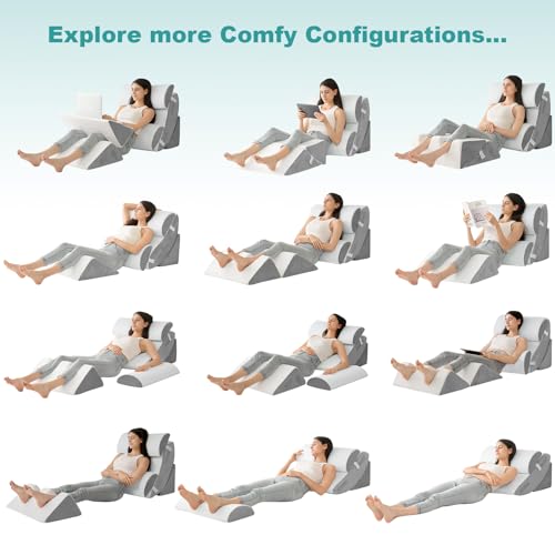 Hansleep 6Pcs Orthopedic Bed Wedge Pillow For Sleeping, Adjustable Post Surgery Pillow Set For Body, Back And Leg Pain Relief, Memory Foam Support Pillows For After Surgery thumb #4