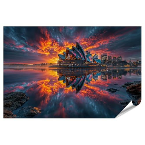 islandburner Poster Majestueux Sydney Opera House - Tableau mural de qualité supérieure pour les fans de voyage - Standard