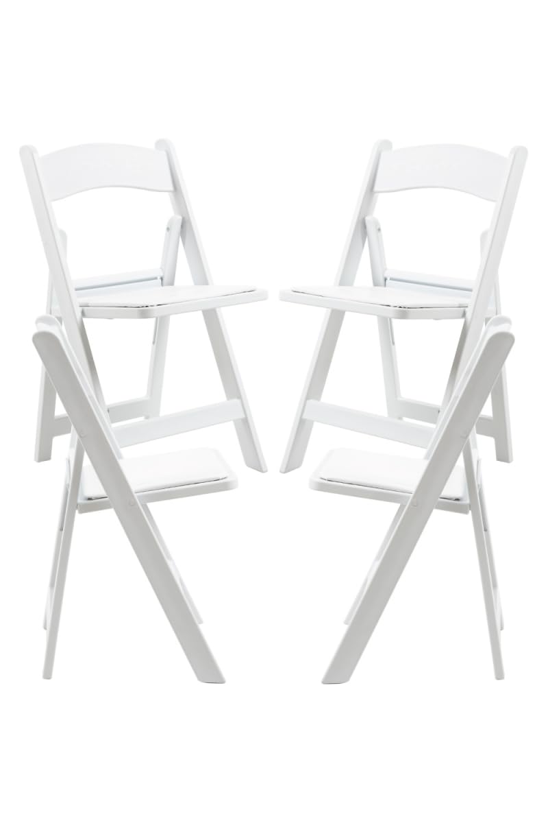 Regalos Miguel - Sillas Plegables - Pack 4 Sillas Gala Plegable con Cojín Efecto Madera - Blanco