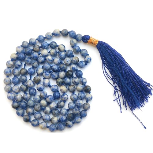 Image of Apnisanskriti Premium Sodalite Stone Mala for Men and Women (6mm, AAA Quality, Lab Certified, 108+1) - Natural Stone Beads Mala - Blue Colour - Pack of 1