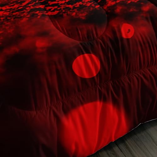 Image of QOOMO Red Rose Kids Bedding Set,Plant Print Comforter Set Full Size for Boys Girls Teen Room Decorat,Soft Lightweight Bed Set All Season,1 Comforter 2 Pillowcases