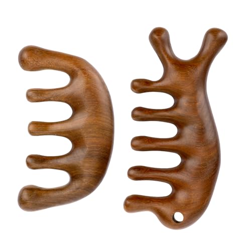 Peines masajeadores de madera para cuero cabelludo 2 piezas miniatura 1