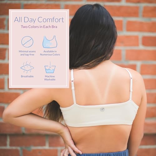 Bleum Neutral Training & First Bra - Ultra Soft Cotton Fabric Reversible for Teens (10, Honey-Sky)3