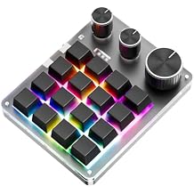 Yoidesu Programmable Macro Keyboard with Wired BT 2.4G Connection, Sayo Device 16 Keys 3 Knobs Gaming Keypad, Customizable for Work & Gaming Black