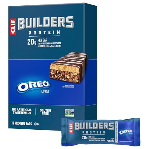 CLIF BUILDERS Protein Bars - OREO-Flavored - 20g Plant Based Protein - Gluten Free - Non-GMO - Low Glycemic - No Artificial Sweeteners - 2.4 oz. (12 Pack)