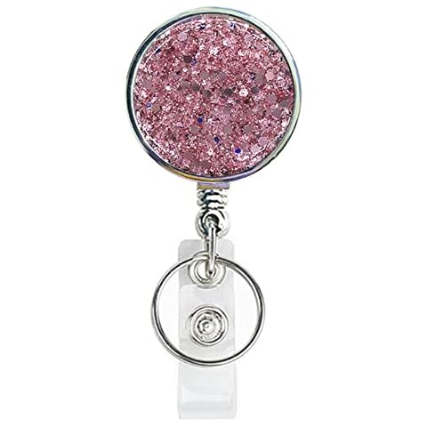 Retractable Badge Holder, Lightweight Plastic Badge Reel Retractable Card Holder with Key Ring Backing Belt Clip for Nurse,Volunteer,Teacher,Student,Office (1 Pack Pink) Cover