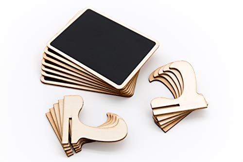 Image of DSTELIN 10 Pack Mini Chalkboards Signs with Easel Stand, Small Rectangle Chalkboards Blackboard, Wood Place Cards for Weddings, Birthday Parties, Message Board Signs and Event Decoration