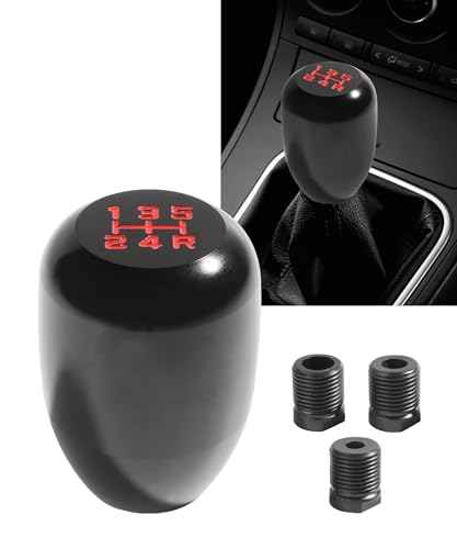 SCUARI Shift Knob,Car Accessories Shifter Knobs,Aluminum Alloy Car Stick Shift Knob with Adapter,5 Speed Manual Gear Shift Knobs Replacement,Suitable for Most Manual Cars,Trucks,SUVs,RVs,Etc (Black)