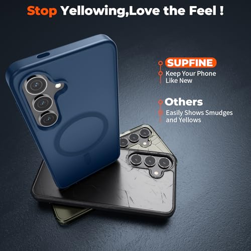 Image of SUPFINE Magnetic for Samsung Galaxy S24 Plus Case / S25 Plus Case with Screen Protector, (Built-in Magnets) (Military Grade Drop Protection) Slim Translucent Shockproof Phone Case,Sapphire Blue