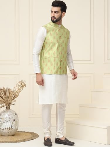 Image of SOJANYA (Since 1958 Men's Silk Blend Kurta Pyjama With Nehrujacket Set