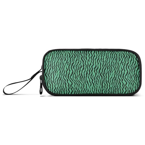 Astuccio per matite con motivo a di tigre grande capacità con scomparti con cerniera astuccio per cancelleria per bambini adolescenti scuola Multicolore Taglia unica righe verde
