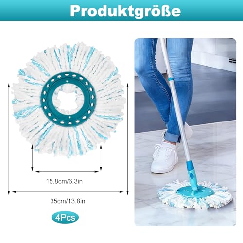 4 Stück Ersatz-Moppköpfe, Clean Twist Disc Mop-Ersatzköpfe, Clean Twist Disc Mop Micro Set für Leifheit Twists Mops