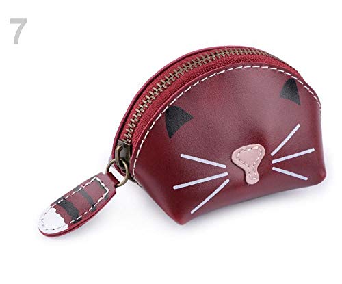 Preisvergleich Produktbild 1stück Bordeaux Hell Schlüsseletui / Schlüsseltasche / Schlüsselanhänger Katze 7x10cm, Etuis, Modisches Zubehör