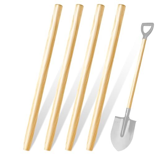 4 Pcs Wooden Shovel Handle Replacement 47 Hardwood Ash Wood Sturdy Shovel Handles for Garden Long D Shoves