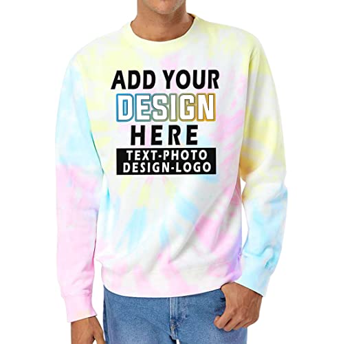 TEEAMORE Custom Tie Dye Sweatshirt Design Your Own Sweatshirt Add Your Image Photo Unisex Adult Tie Dye Sweatshirts