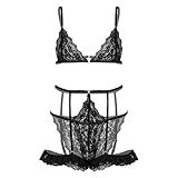 2Pcs Herren Sissy Dessous Set Mesh Transparent BH Tops mit Panties Nachtwäsche, machen Sie heiß und verführerisch