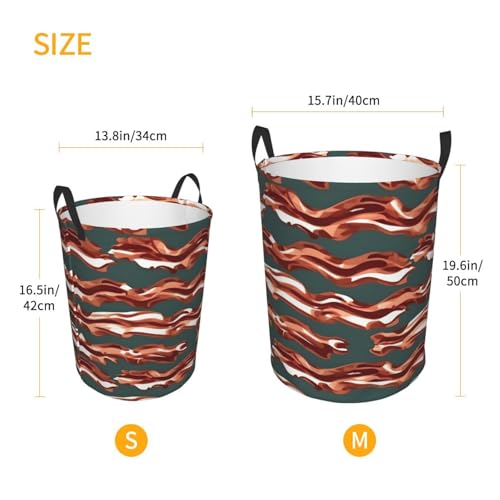 Grand panier à linge rond bacon avec poignées robuste - 5