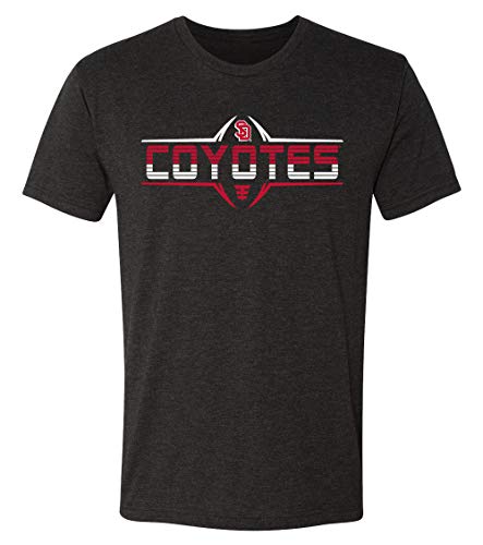 CornBorn South Dakota Coyotes Tee Shirt - Premium Tri-Blend Striped Coyotes Football Laces - Black - XL
