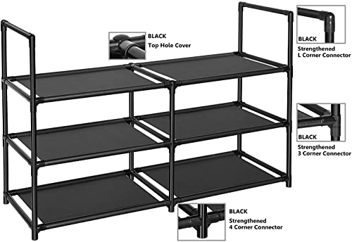 Easyhouse 3 Tier Metal Construction Shoe Rack, Sturdy Shelf Organizer For Entryway, Bedroom, Closet #TOP1