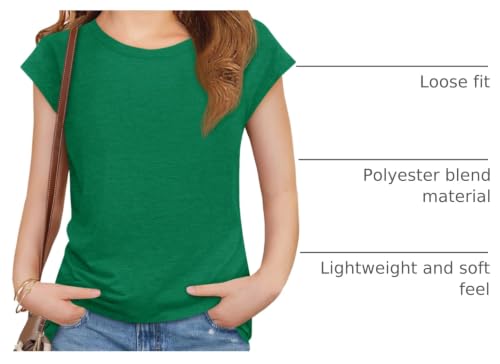 Image of Imily Bela Girls Short Sleeve T Shirts Crew Neck Cap Sleeve Tank Tops Casual Loose Summer Shirt Kids 5-14 Years