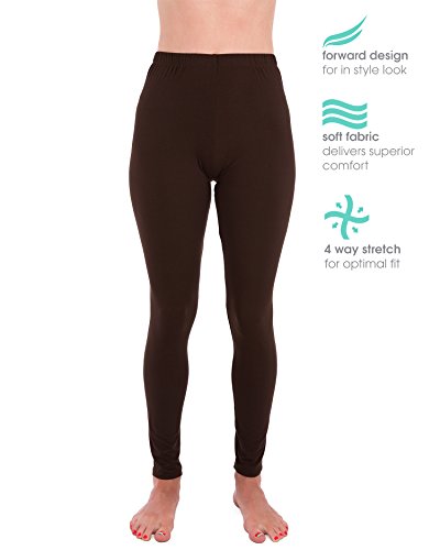Homma Premium Ultra Soft High Rise Full Length Leggings, Regular and Plus Size (XL/2XL, Black/Brown/Charcoal) - Image 3