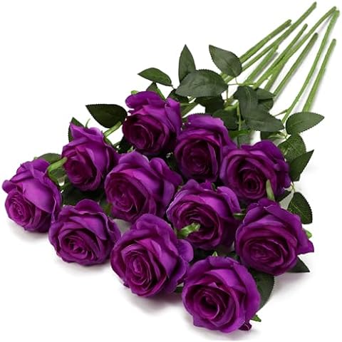 Tifuly 10 Pcs Purple Silk Roses Cover