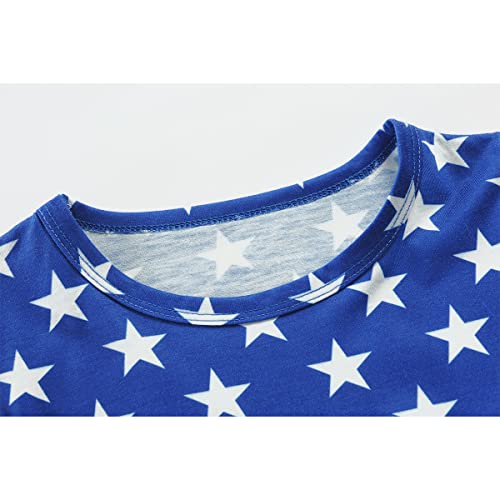 July 4Th Flying Sleeve Tops Baby Girl Round Neck Girls Independence Day Tee Tops Usa Flag Patriotic Ruffle Shirts 5T #TOP3