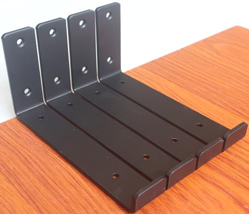 Mhmydz BXGZC-35 4 Pack - 7.25"L X 4"H X 1.5"W J Lip Shelf Brackets Rustic Farmhouse Iron Wall Floating Shelf Bracket Metal Shelf Bracket Industrial Shelf Supports thumb #2