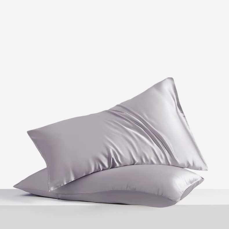 Miniatura 6 de Linenwalas Juego de 2 fundas de almohada estándar de bambú orgánico, ropa de cama natural más suave y fresca (plata, estándar)